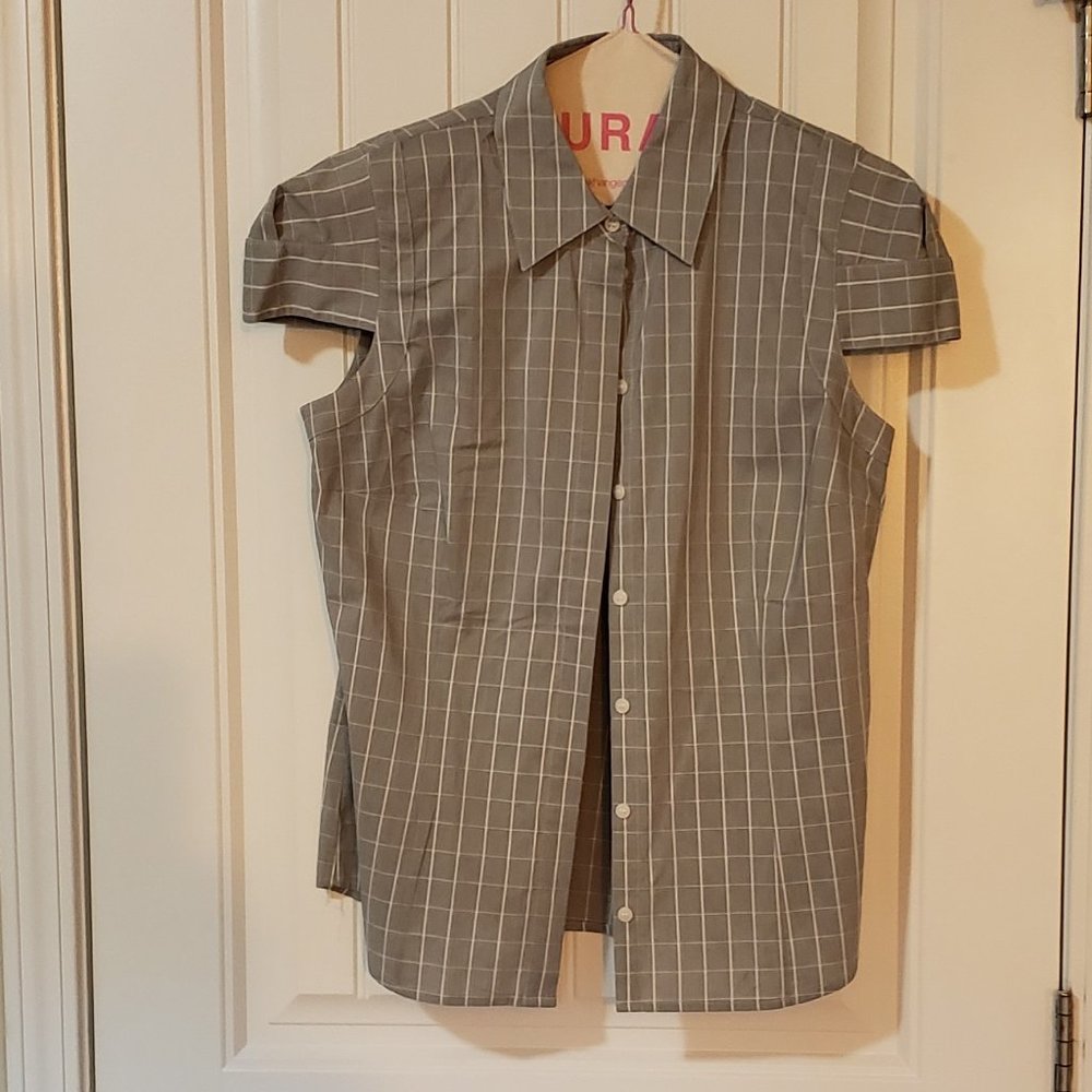 Gray/White Blouse